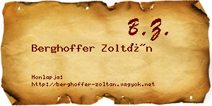 Berghoffer Zoltán névjegykártya
